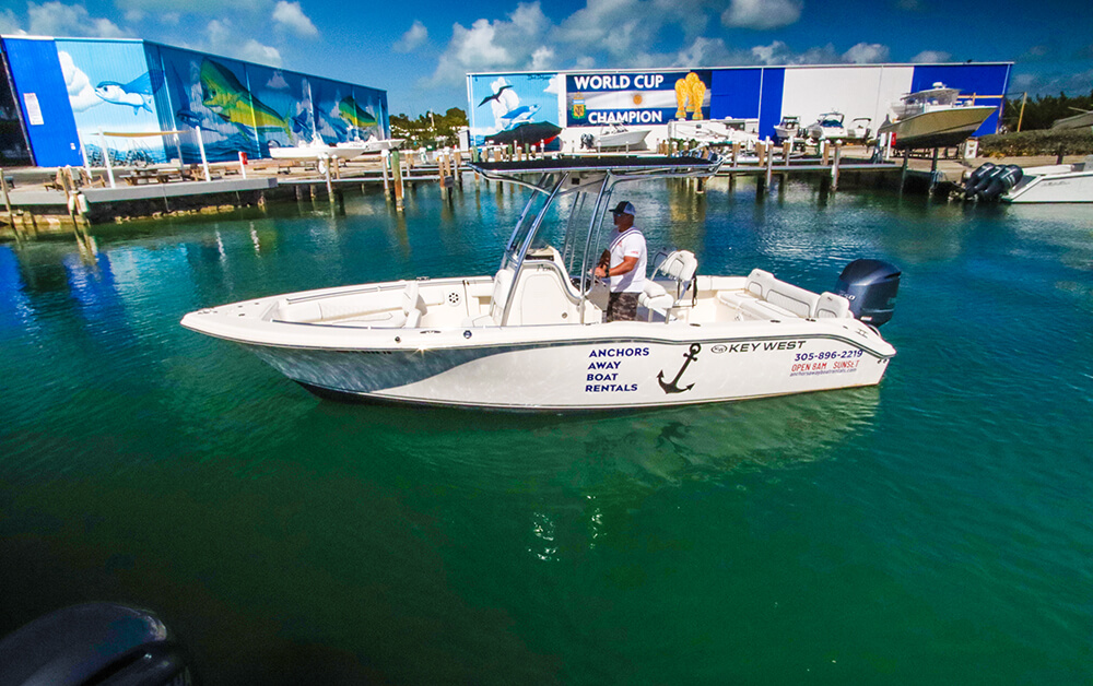 An image of Boat #12 - 24′ KEY WEST from Anchors Away Boat Rentals