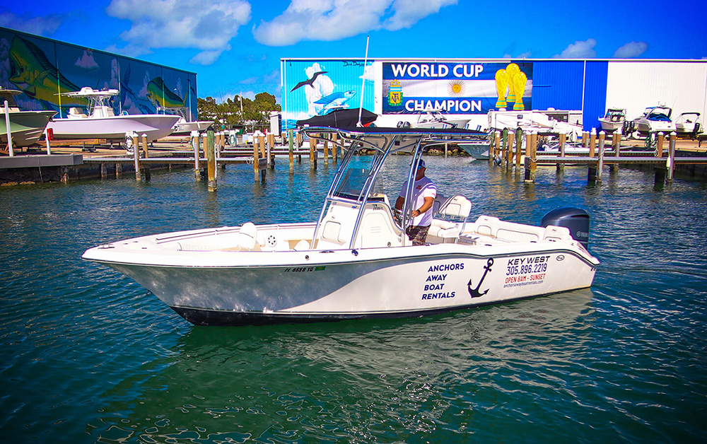 An image of Boat #11 - 24′ KEY WEST from Anchors Away Boat Rentals